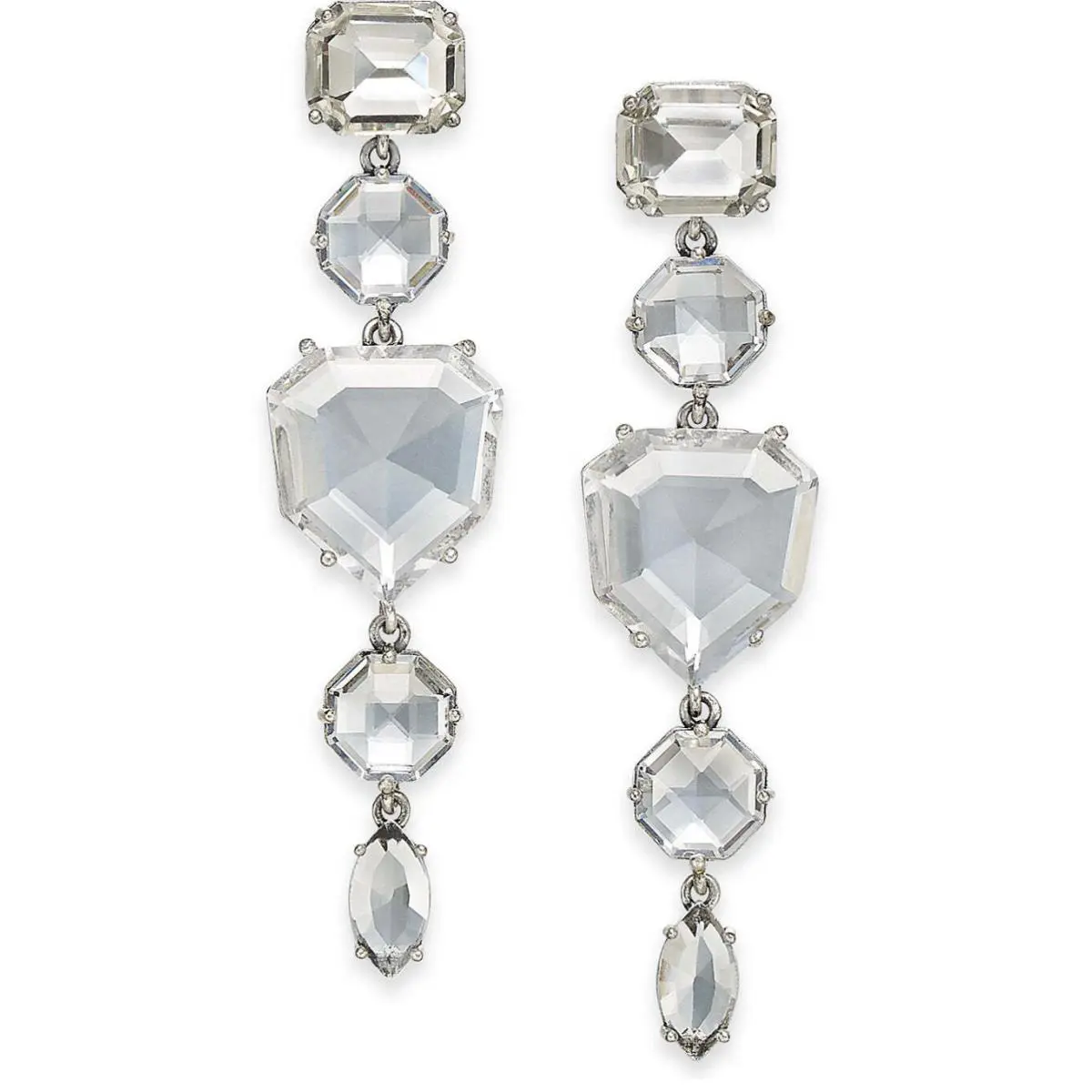 Kate Spade Silver-tone Crystal Linear Drop Earrings Silver
