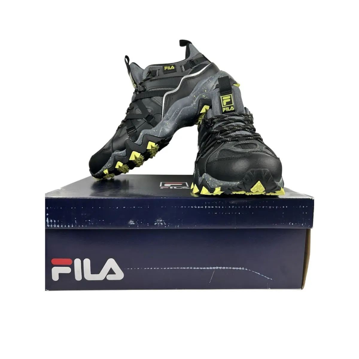Fila Men s Excursion Fashion Sneakers Black Gray Volt Green Size US 12