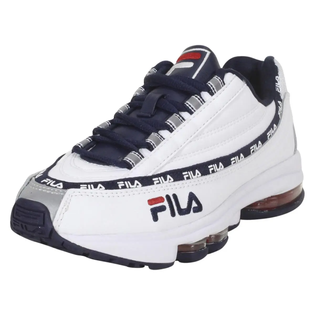 Fila DSTR-97 Sneakers White/fila Navy/fila Red Women`s Logo Tape Shoes Sz: 5.5