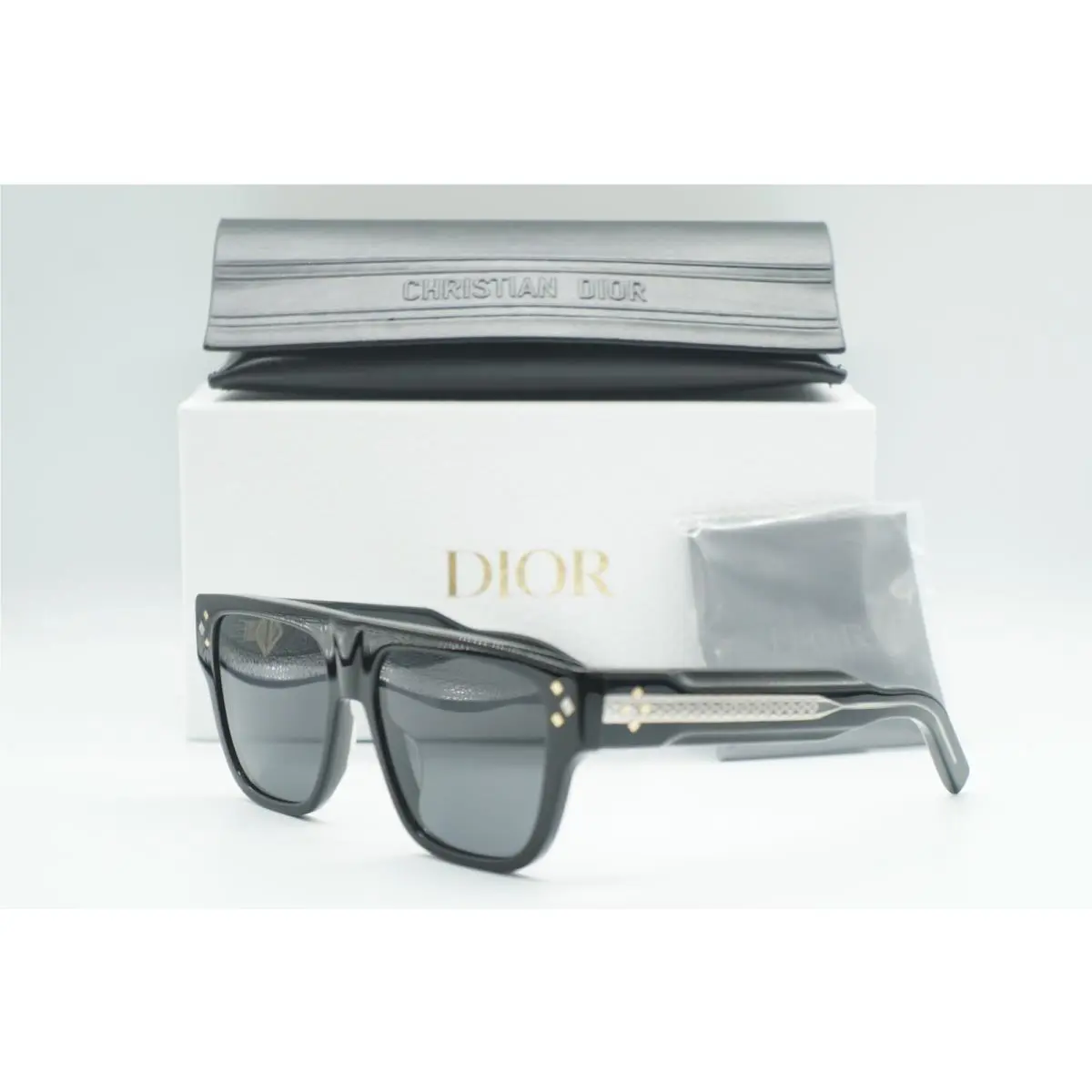 Christian Dior CD Diamond S6I 10A0 Shiny Black Sunglasses 55-16