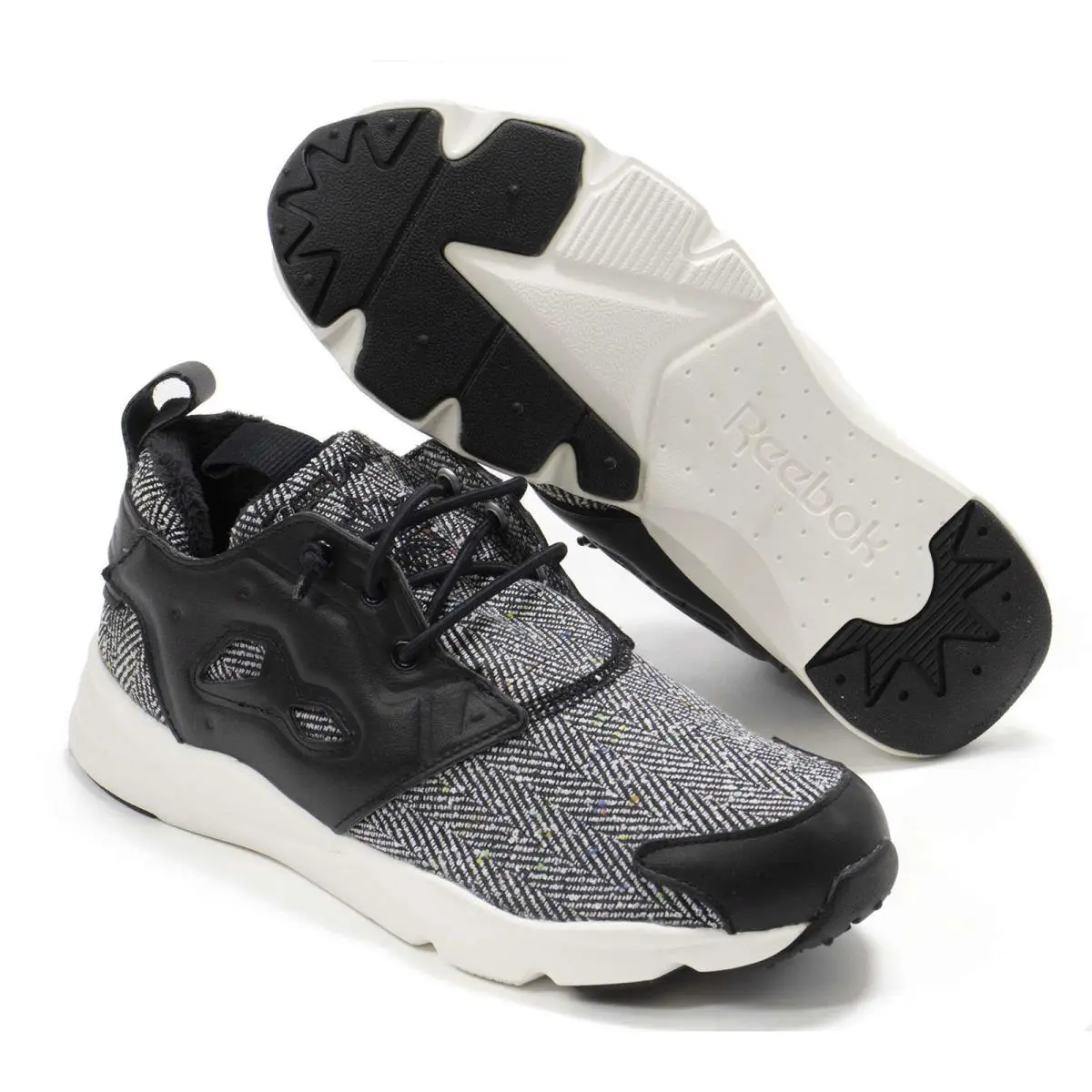 Womens Reebok Furylite Winter Black Sneakers Fleece Lined Warm Sneaker