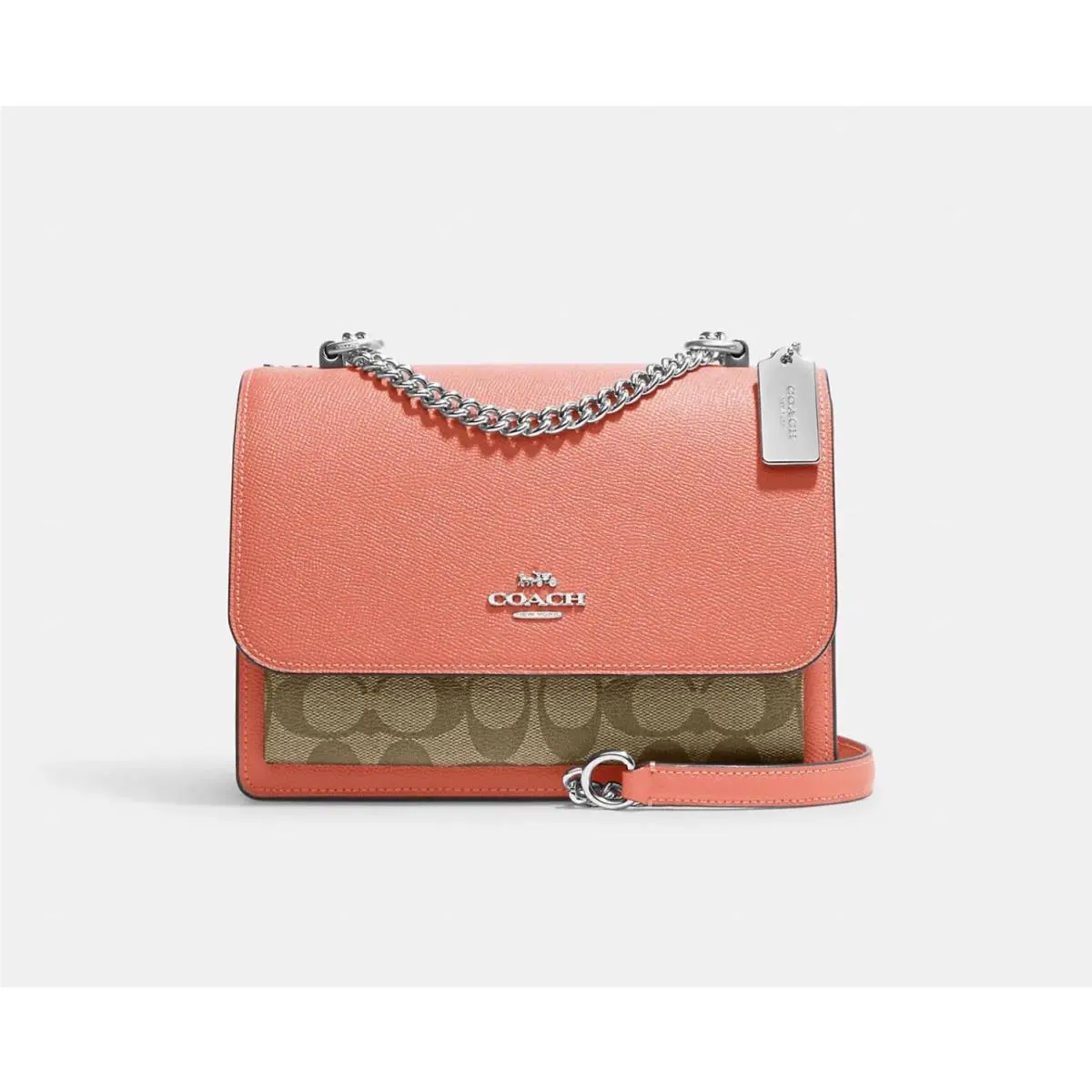 Coach Klare Crossbody in Signature Canvas Silver/khaki/tangerine