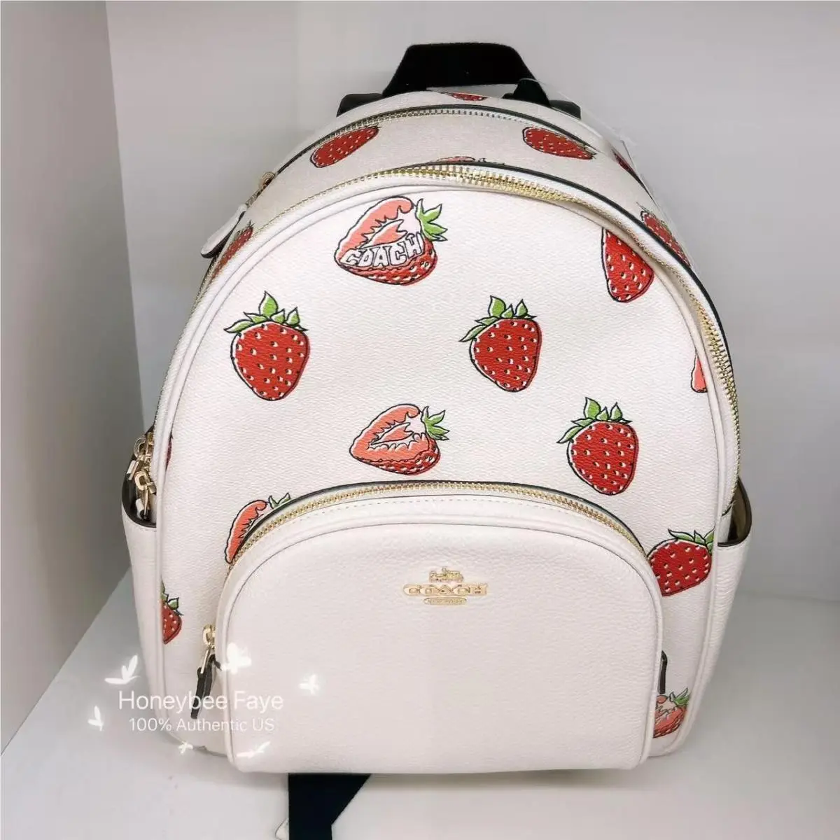 Coach Court Backpack with Strawberry Print CAS94