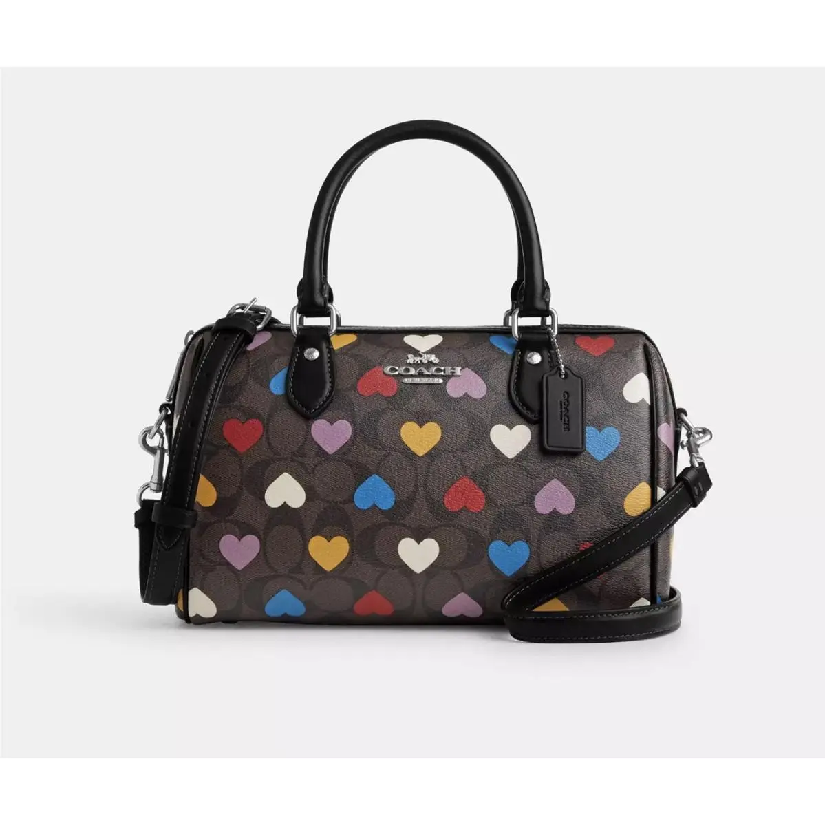 Coach Rowan Satchel Bag In Signature Canvaswith Heart Print CP109