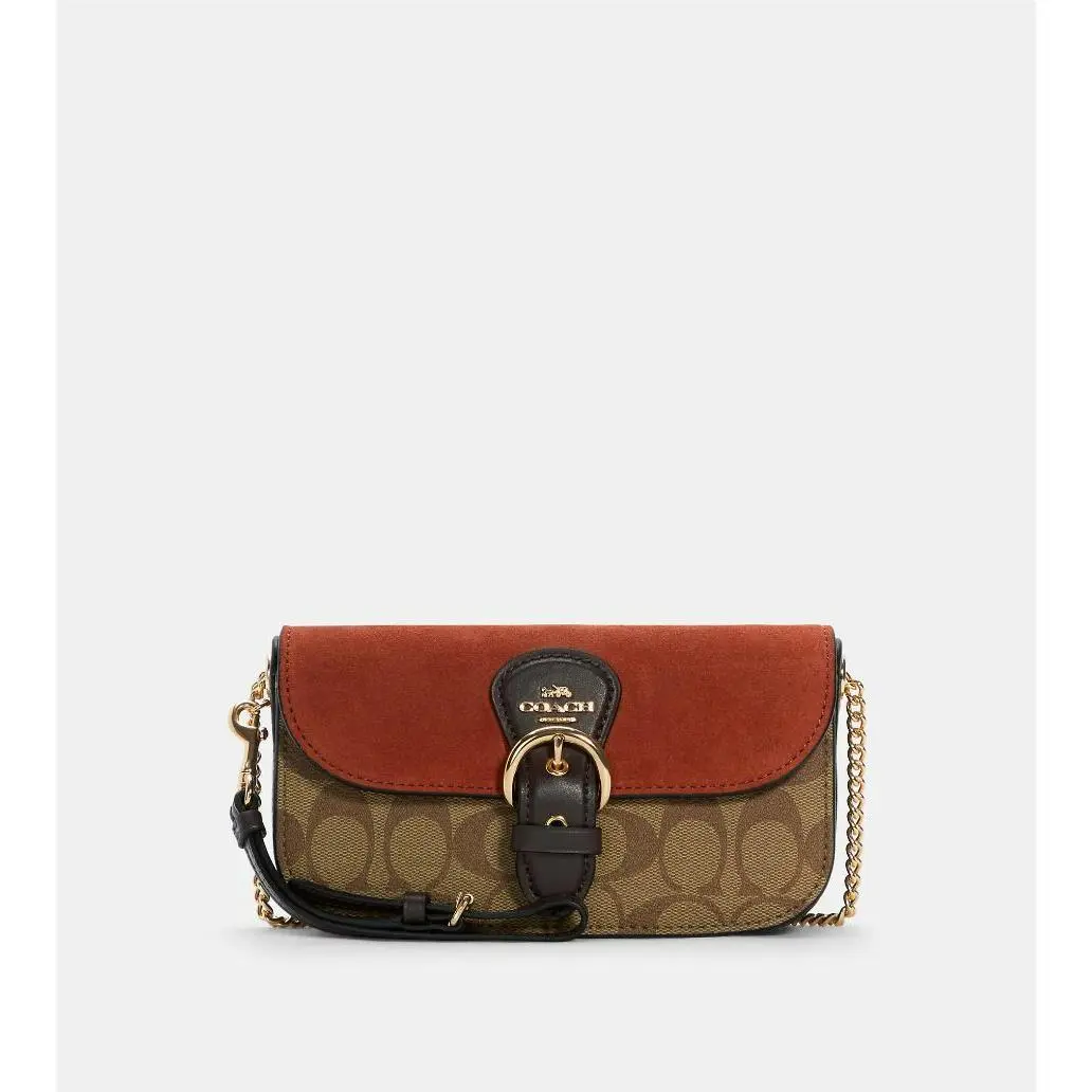 Coach Kleo Crossbody Mini In Signature Canvas Gold/khaki/multi C5620