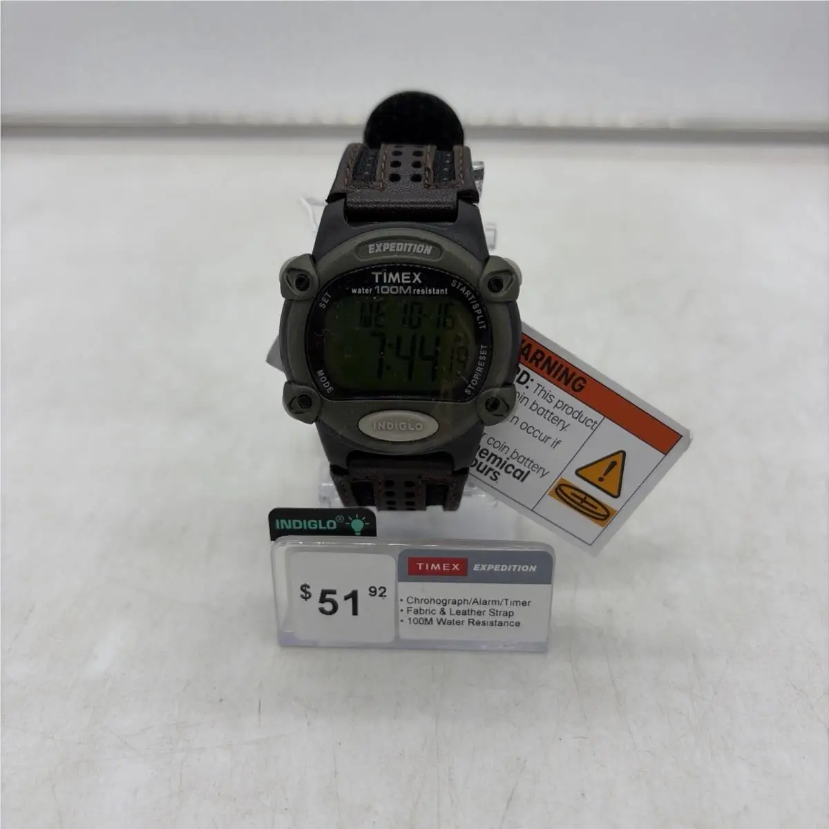 Timex Chrono Alarm Timer T48042 Wrist Watch For Men - Dial: Green, Band: Brown, Bezel: Green