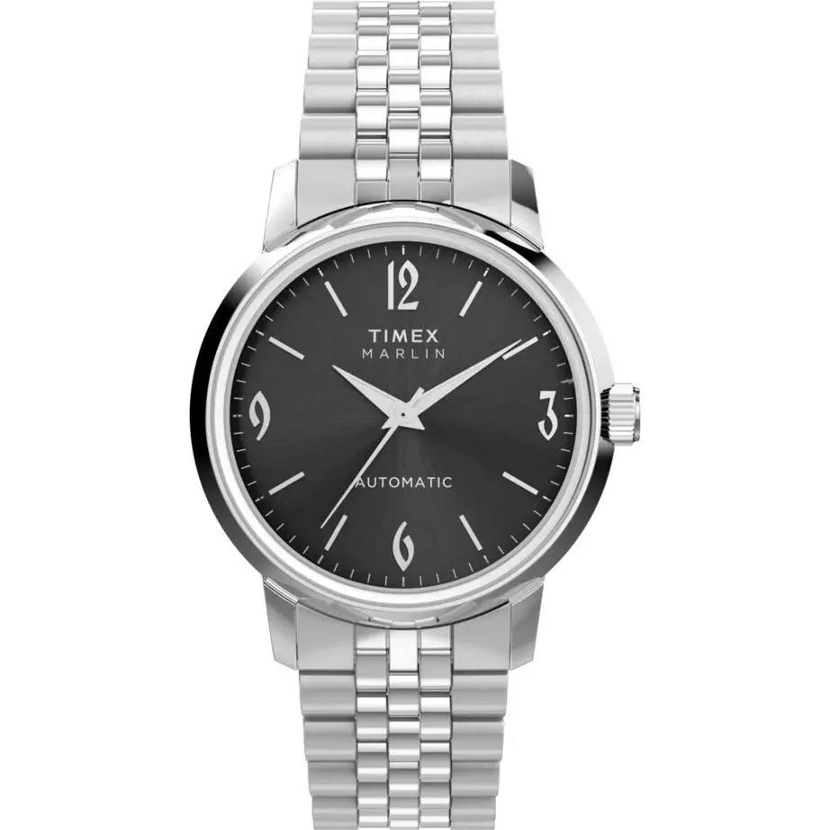 Timex TW2W93200 Men`s Marlin Stainless Steel Black Dial Automatic Watch - Black