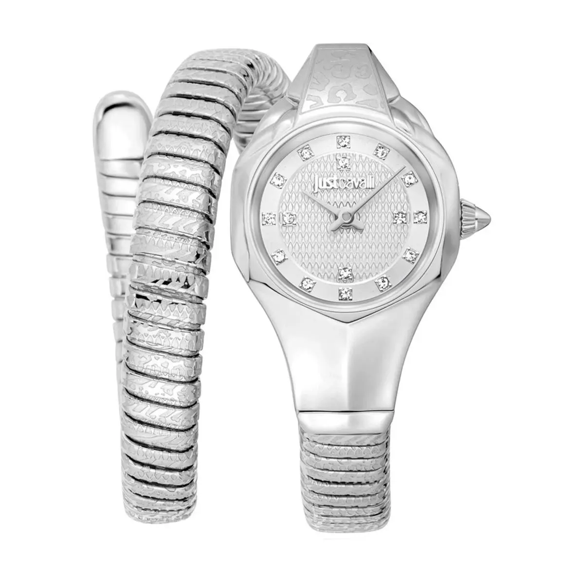 Just Cavalli Women`s Signature Snake Silver Dial Watch - JC1L270M0015