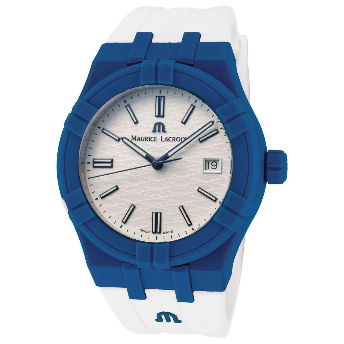 Aikon Tide Men`s 40mm Quartz Swiss Made Sapphire Crystal Watch Blue & White by Maurice Lacroix