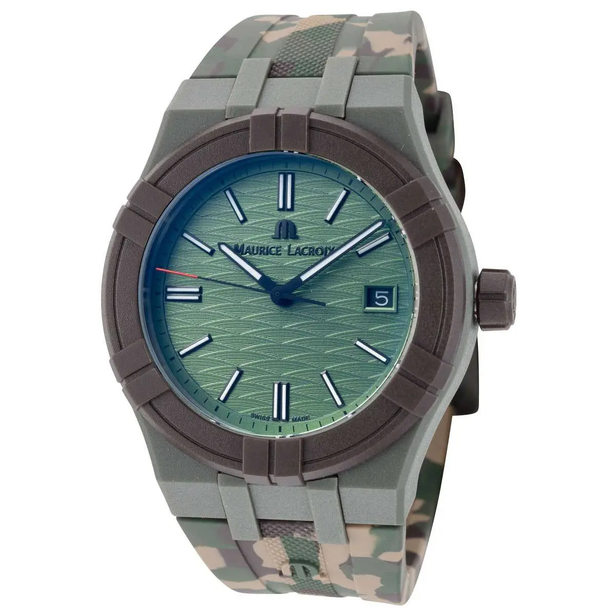 Aikon Tide Men`s 40mm Quartz Swiss Made Sapphire Crystal Watch Camouflage Green by Maurice Lacroix