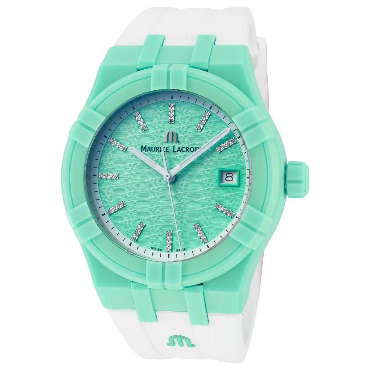 Aikon Tide Men`s 40mm Quartz Swiss Made Sapphire Crystal Watch Green & White by Maurice Lacroix
