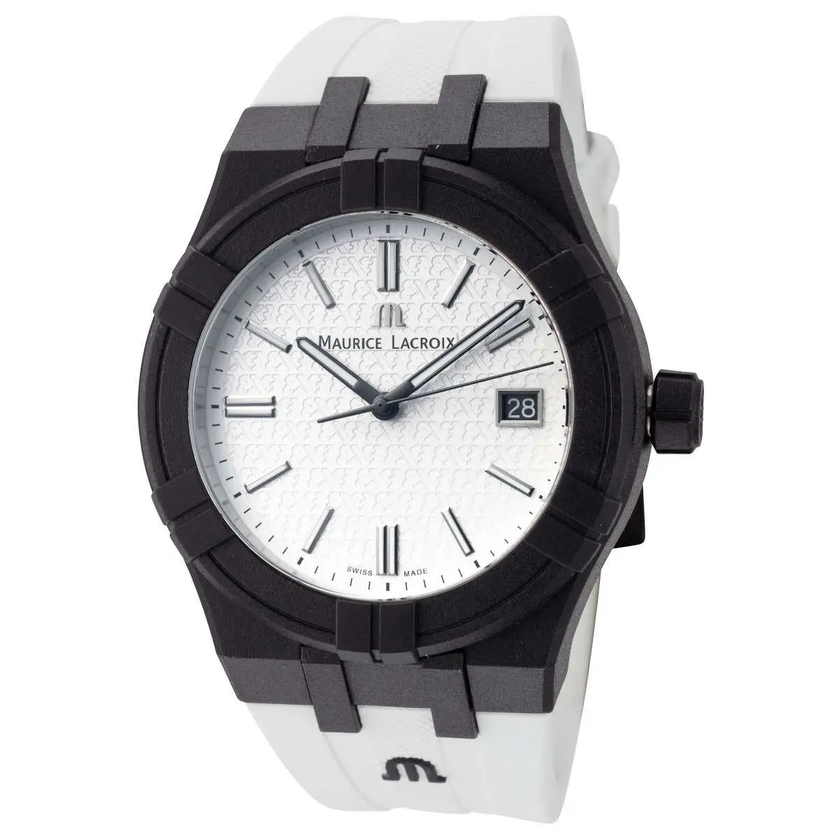Aikon Tide Men`s 40mm Quartz Swiss Made Sapphire Crystal Watch White & Black by Maurice Lacroix