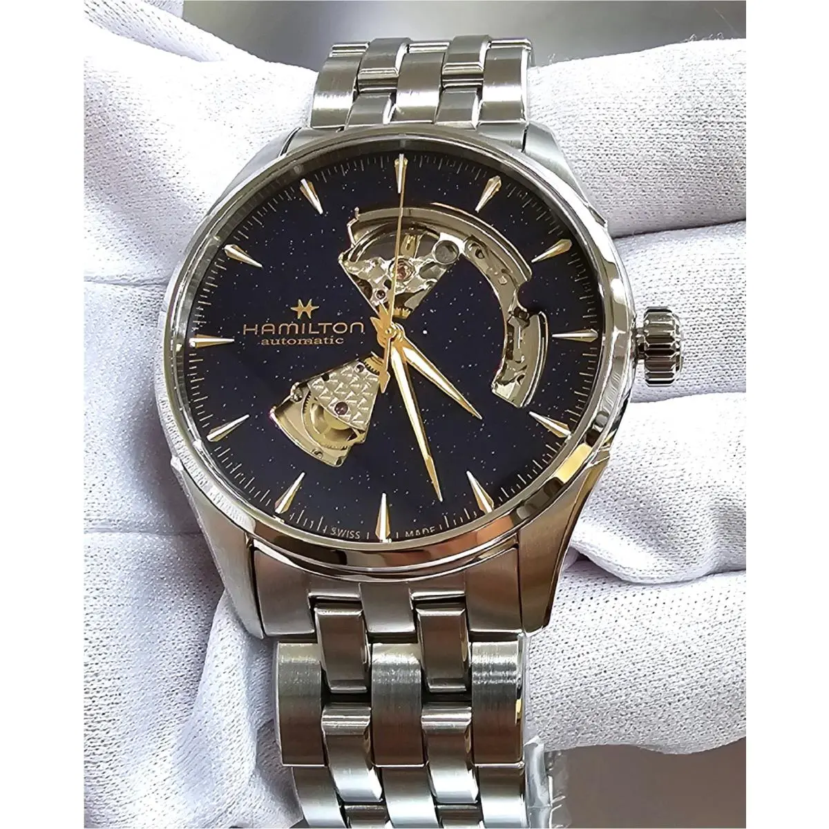 Hamilton Jazzmaster Open Heart Automatic 42 MM Blue Dial SS Mens Watch H32705140