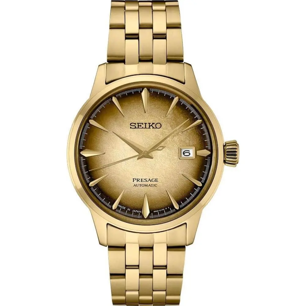 Seiko SRPK48 Mens Gold Tone Automatic Presage Cocktail Watch Made IN Japan
