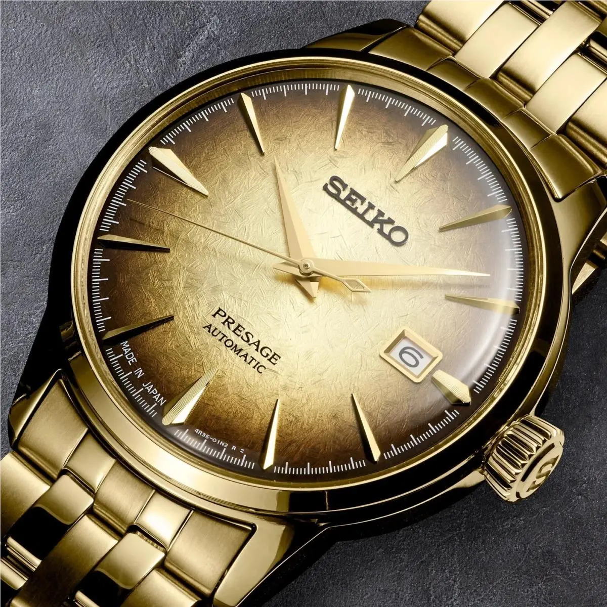 Men`s Automatic Presage Cocktail Time Gold-tone Watch SRPK48 by Seiko