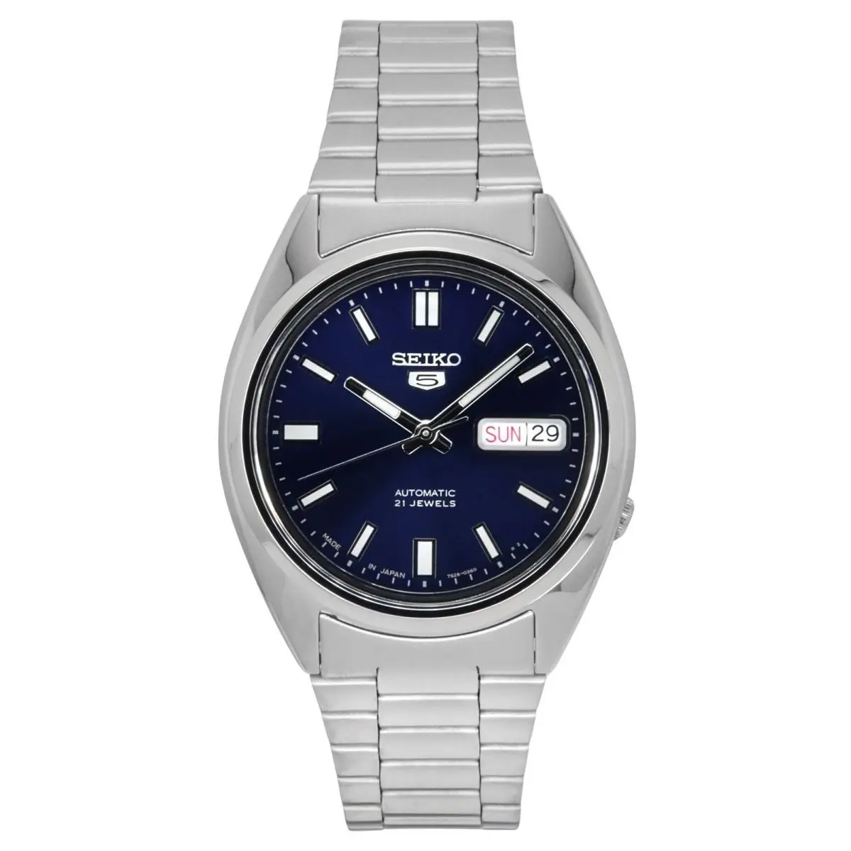 5 Automatic Blue Dial Silver Band Steel SNXS77J1 Men`s Watch by Seiko