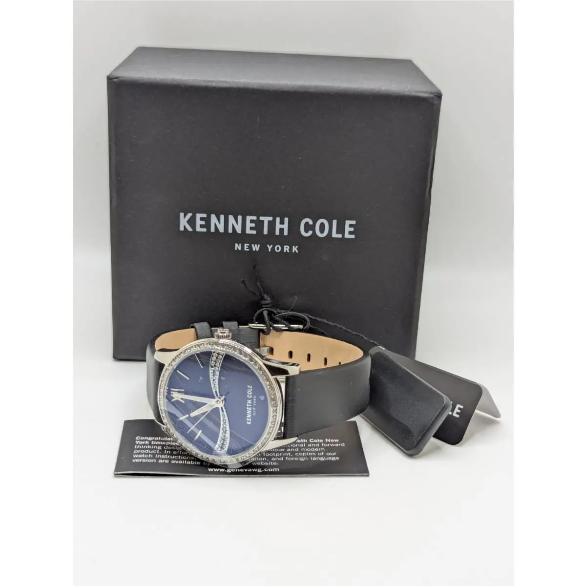 Kenneth Cole KCWLA2219601 Womens Blue Dial Black Band Analog Wristwatch