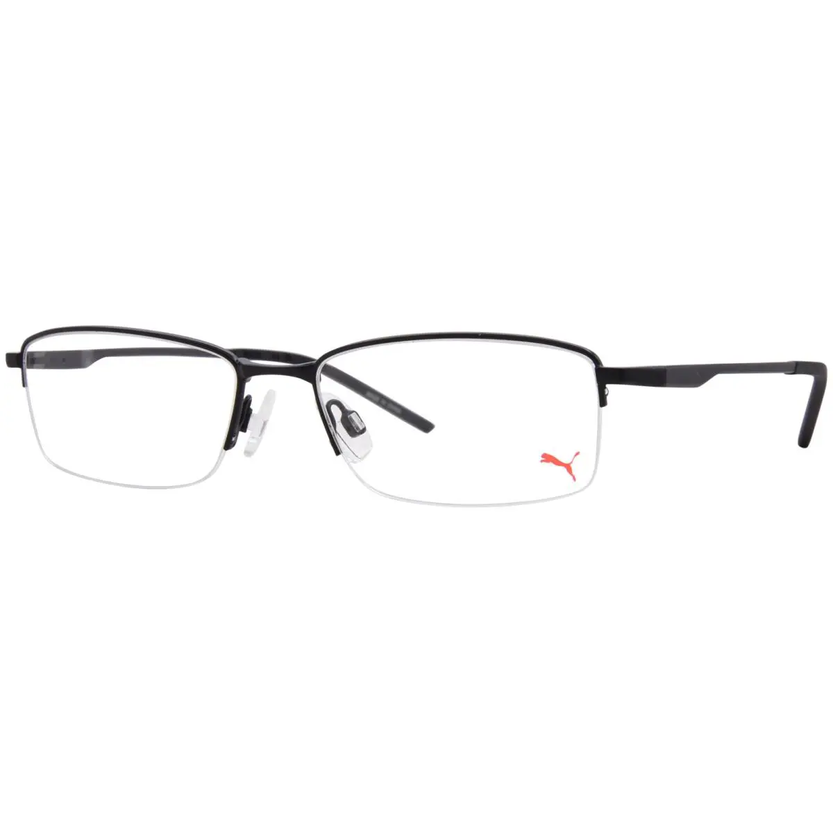 Puma PU0448O 001 Eyeglasses Men`s Metal Black Semi Rim Rectangle Shape 54mm