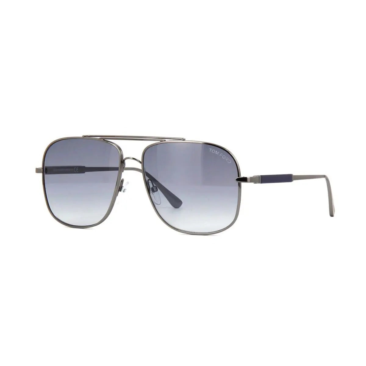Tom Ford Jude FT 0669 Dark Ruthenium/blue Grey Shaded 12W Sunglasses