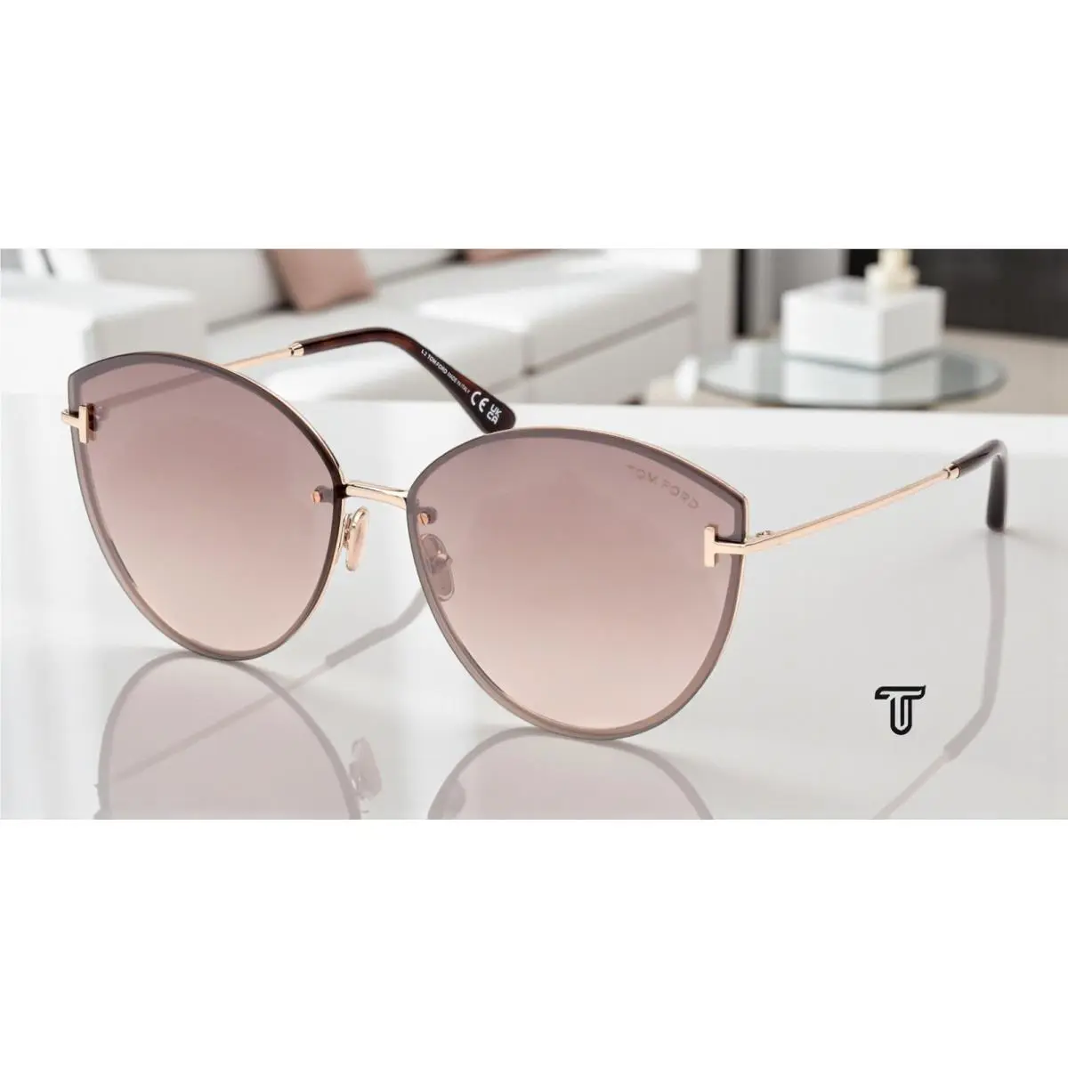 Tom Ford Evangeline FT1106 28G Rose Gold Brown Mirror 63 mm Women`s Sunglasses