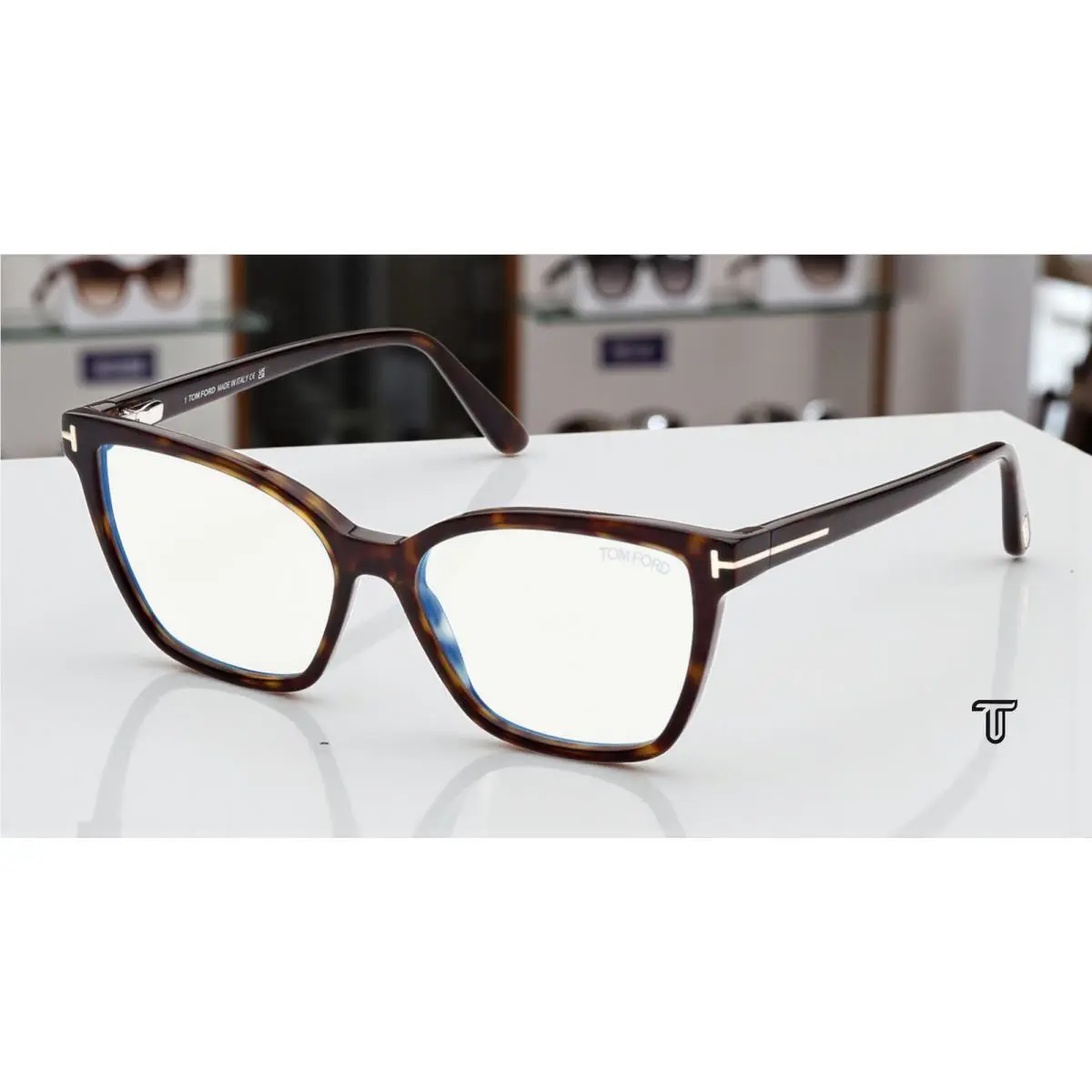 Tom Ford FT5812-B 052 Butterfly Dark Havana Demo Lens 53 mm Women`s Eyeglasses