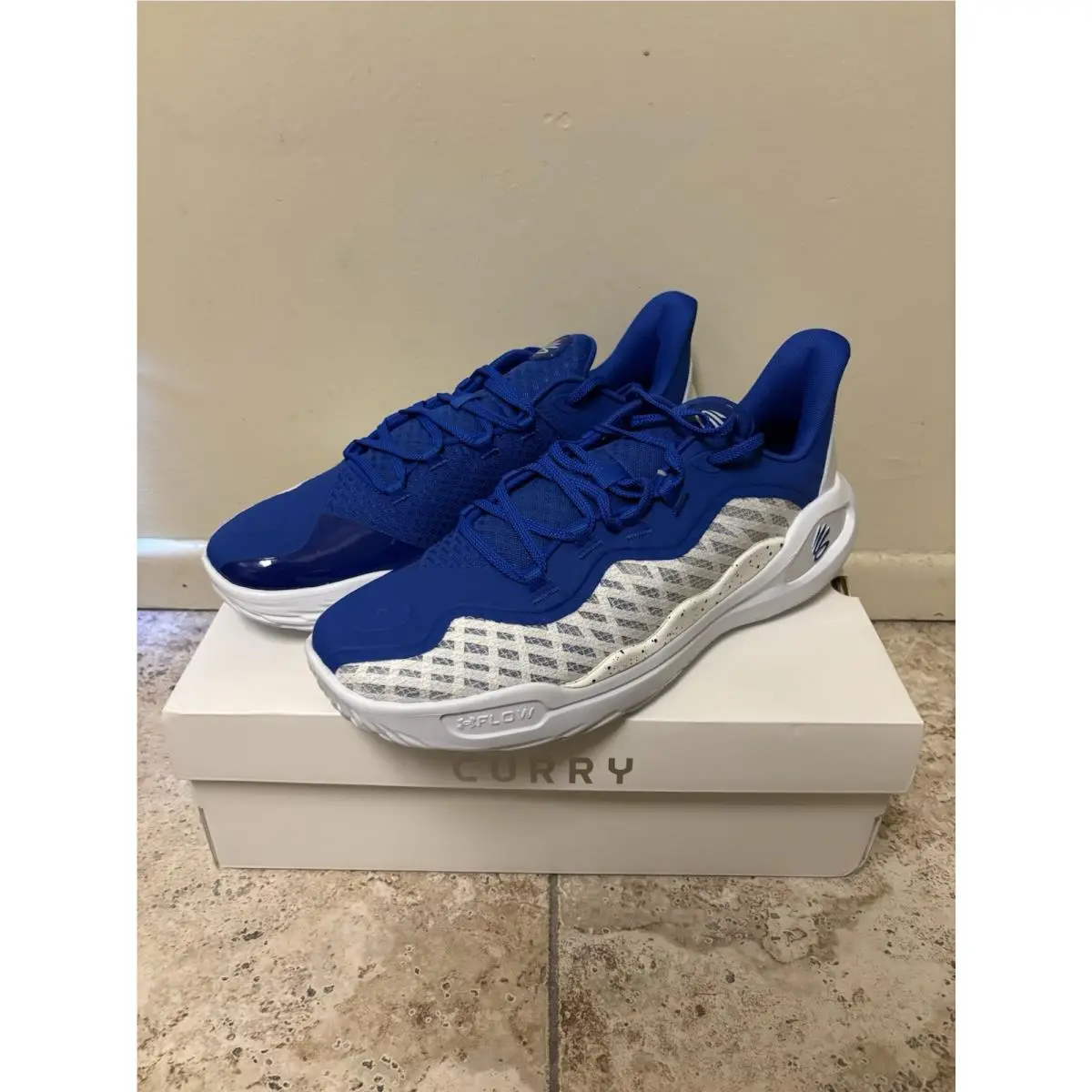 Under Armour Team Curry 11 Basketball Shoes Blue White 3027637-103 Size 14