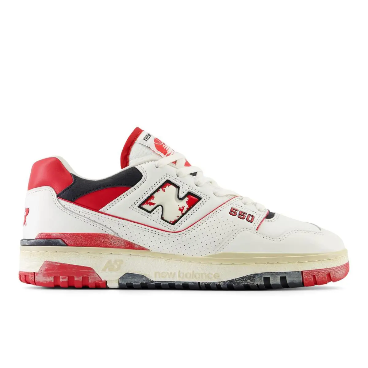 New Balance 550 Mens Vintage Red BB550VGA Size 7.5 - Sea Salt/Team Red/Black