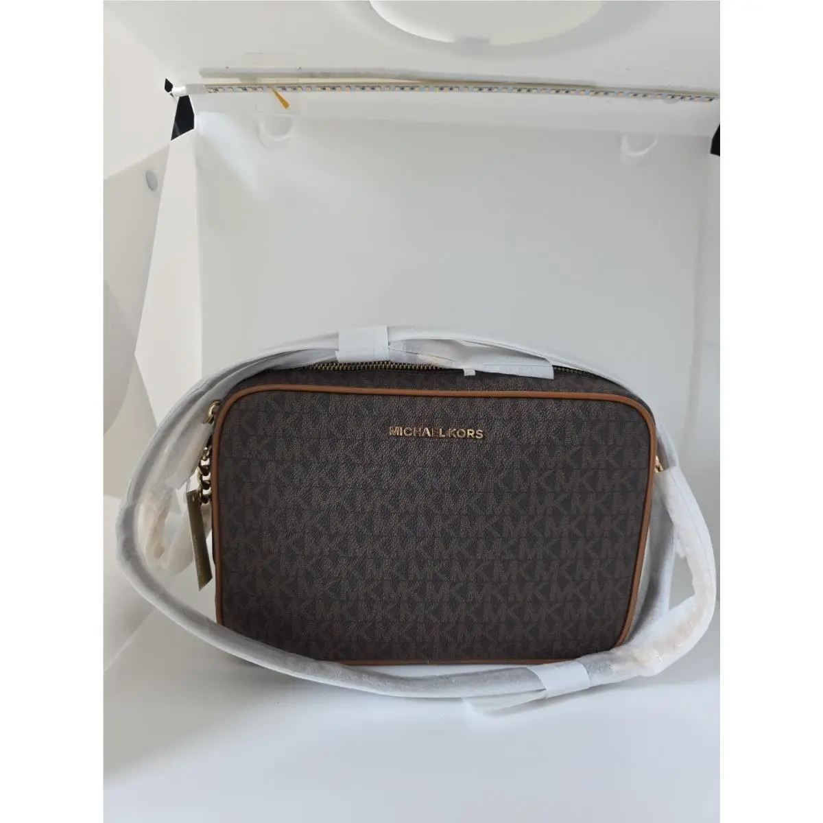 Michael Kors Jet Set Large Saffiano Leather Crossbody Bag Brown