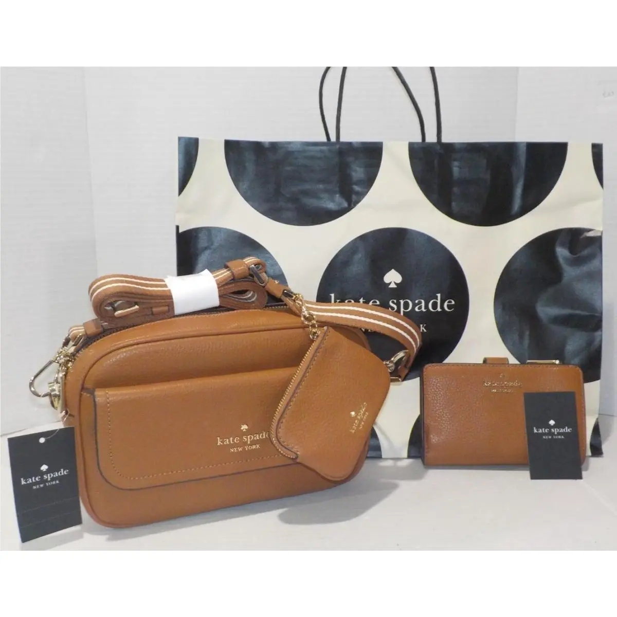 Kate Spade Rosie Camera Bag Pebbled Leather Leila Bifold Wallet Ginger
