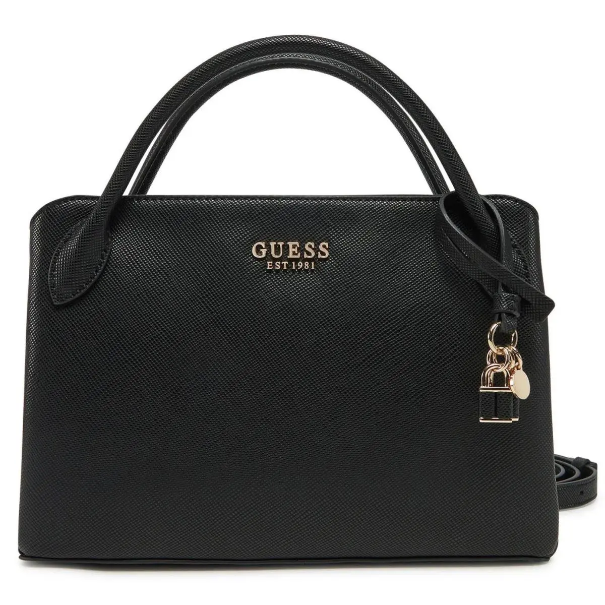 Guess Fedana Elite Satchel Daily Use Womens Handbag In Black