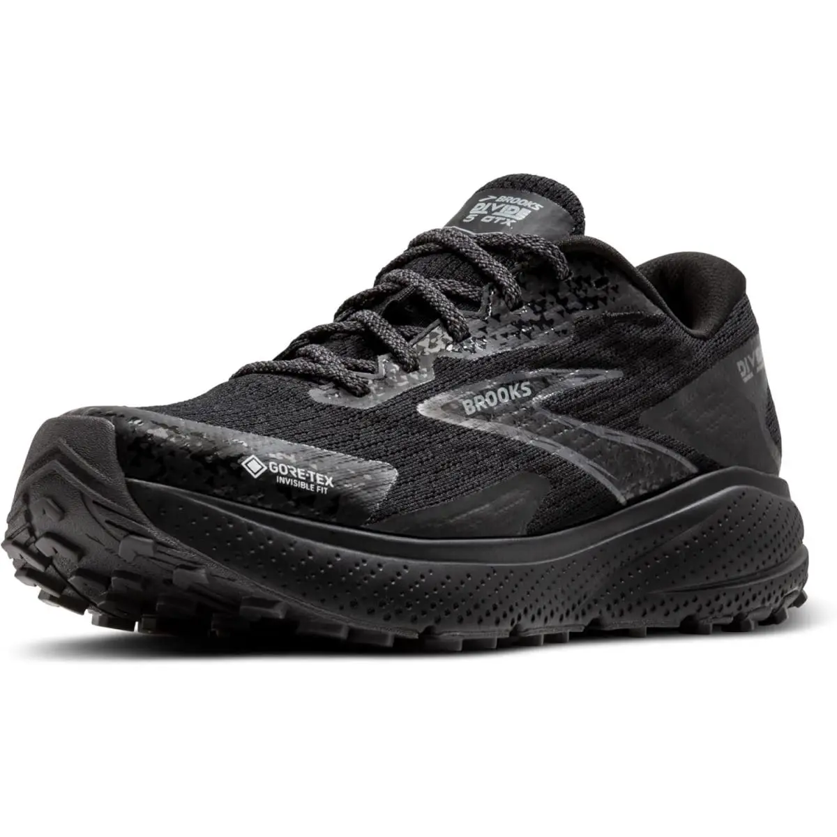 Brooks Men s Divide 5 Gtx Waterproof Trail Running Shoe - Black/Alloy/Primer Grey