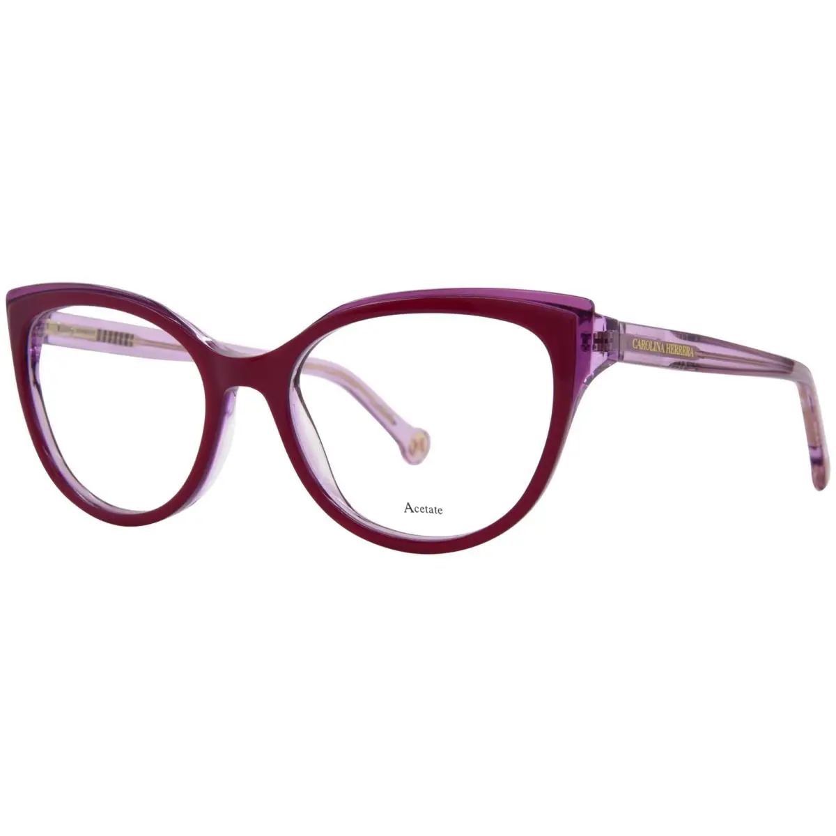 Carolina Herrera HER-0253 Qho Eyeglasses Women`s Purple Full Rim Cat Eye 52mm - Frame: Purple