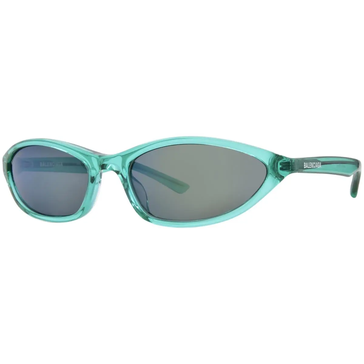 Balenciaga BB0402S 005 Sunglasses Women`s Green/green Mirror Oval Shape 59mm