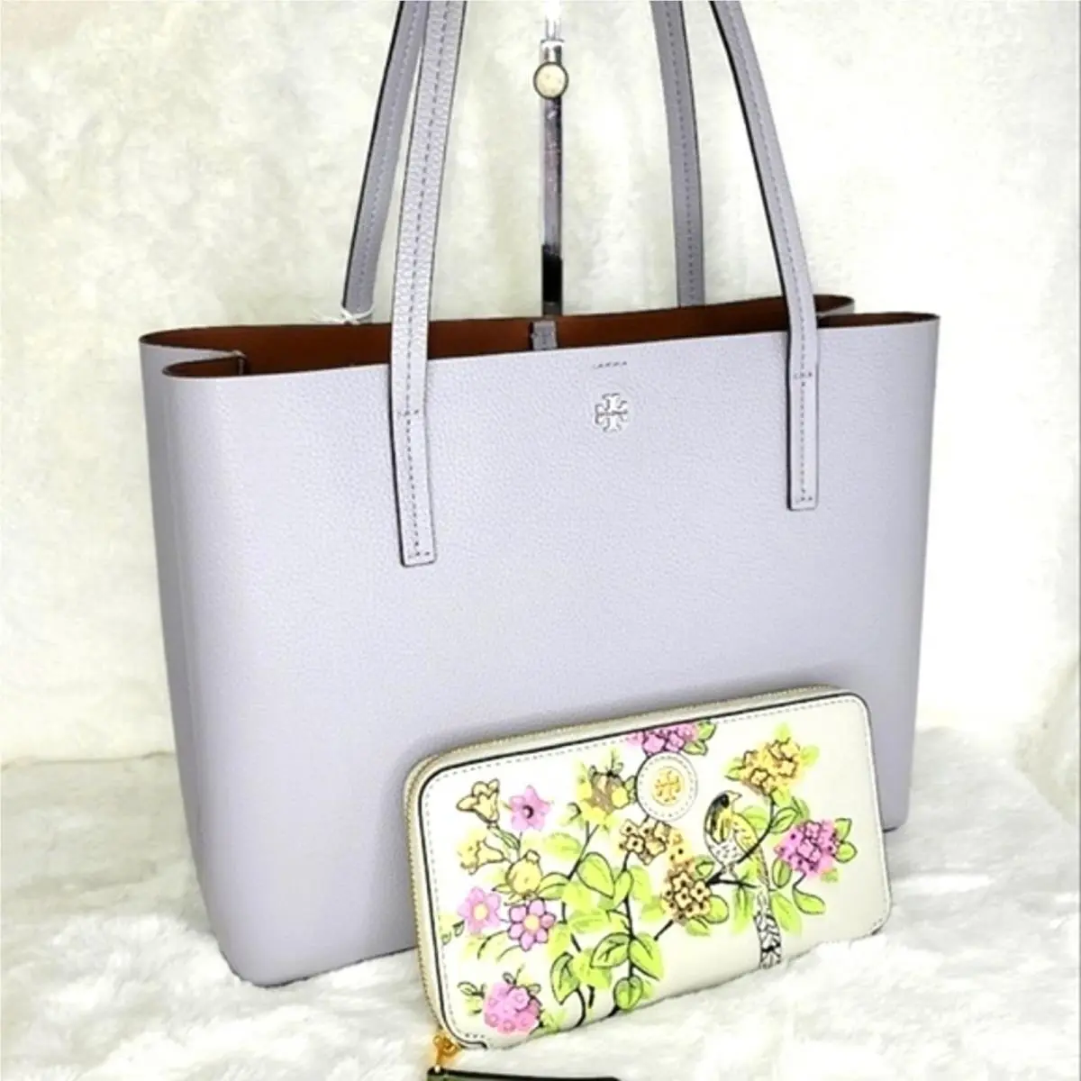 2 Pcs Tory Burch Set Wallet Purse Designer Tote Shoulder Bag Handbag