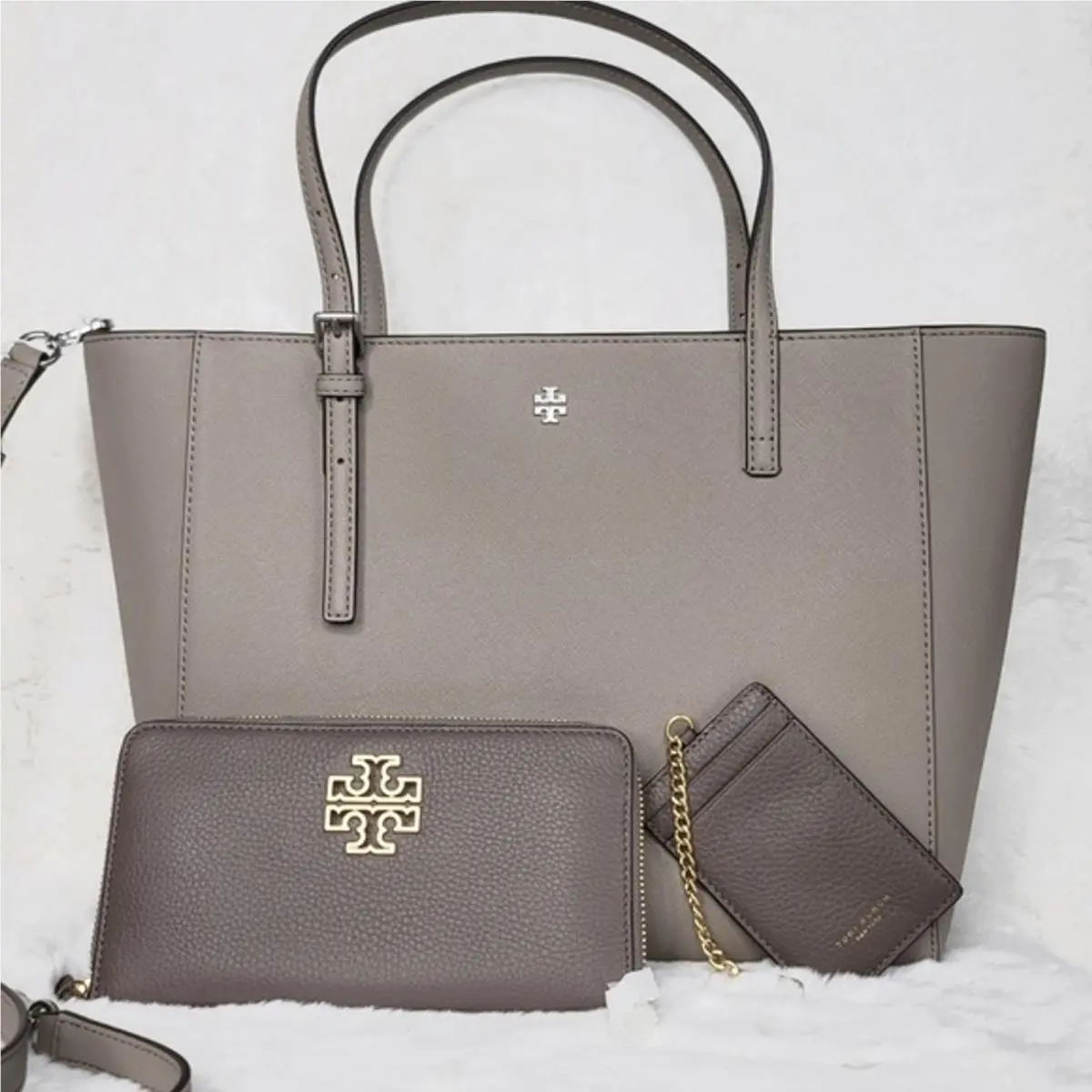 Tory Burch 3 P Set Handbag Purse Tote Satchel Shoulder Bag Wallet Gift Bag