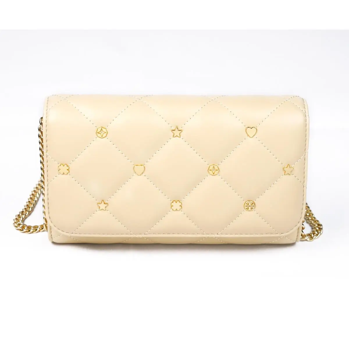 Tory Burch Willa Quilted Leather Charms Chain Wallet Crossbody Clutch Bag 152073