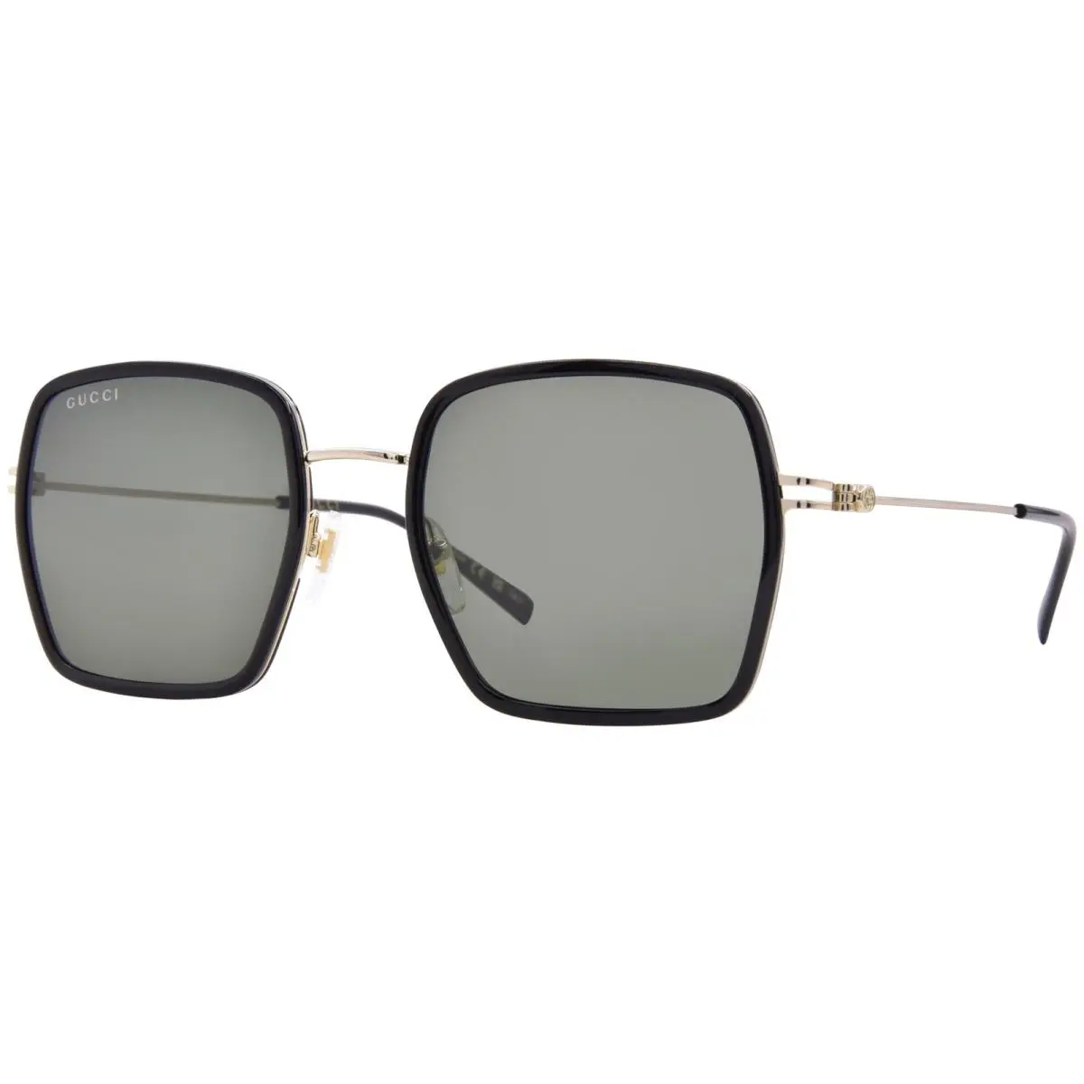 Gucci GG1848S 001 Sunglasses Women`s Black/gold/grey Lenses Square Shape 52mm