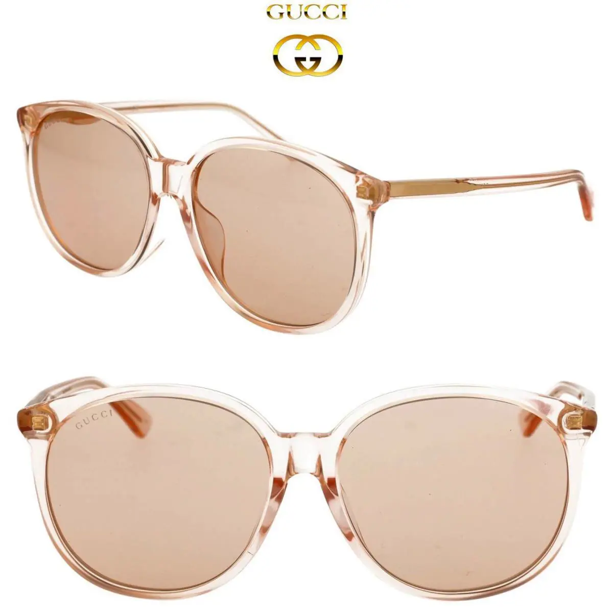Gucci GG0261SA 006 Shiny Transparent Orange Round Sunglasses. 57mm