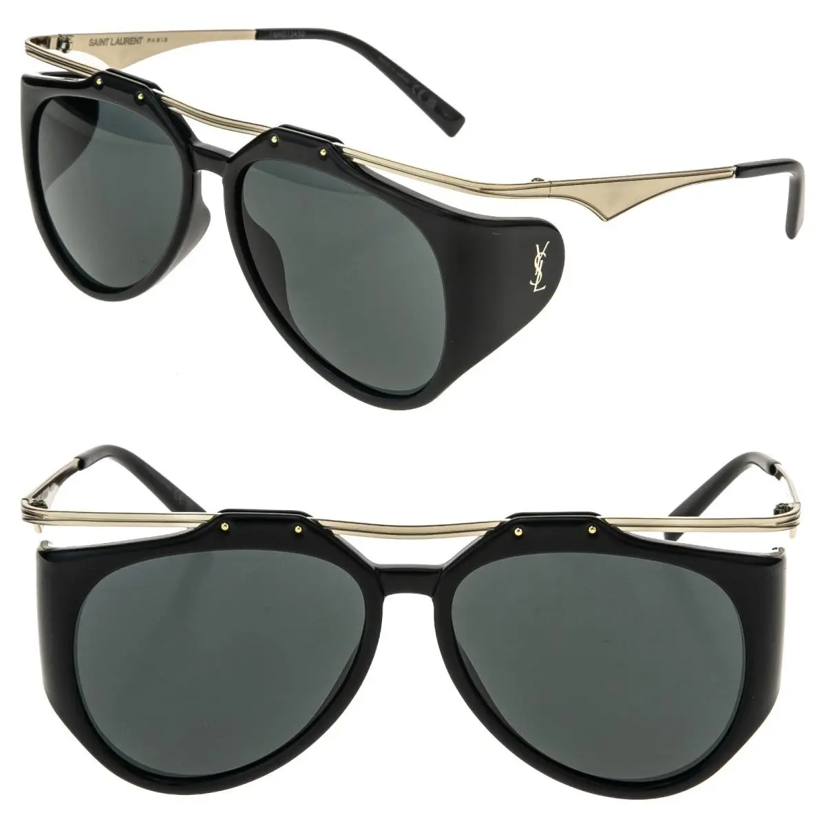 Saint Laurent Amelia SL M137 SL137 Gold Black Runway Fashion Sunglass Unisex 001