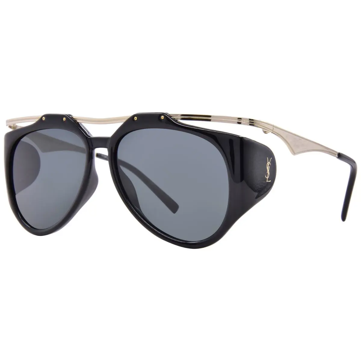 Saint Laurent Amelia SL M137 001 Sunglasses Women`s Black/gold/black Pilot 55mm