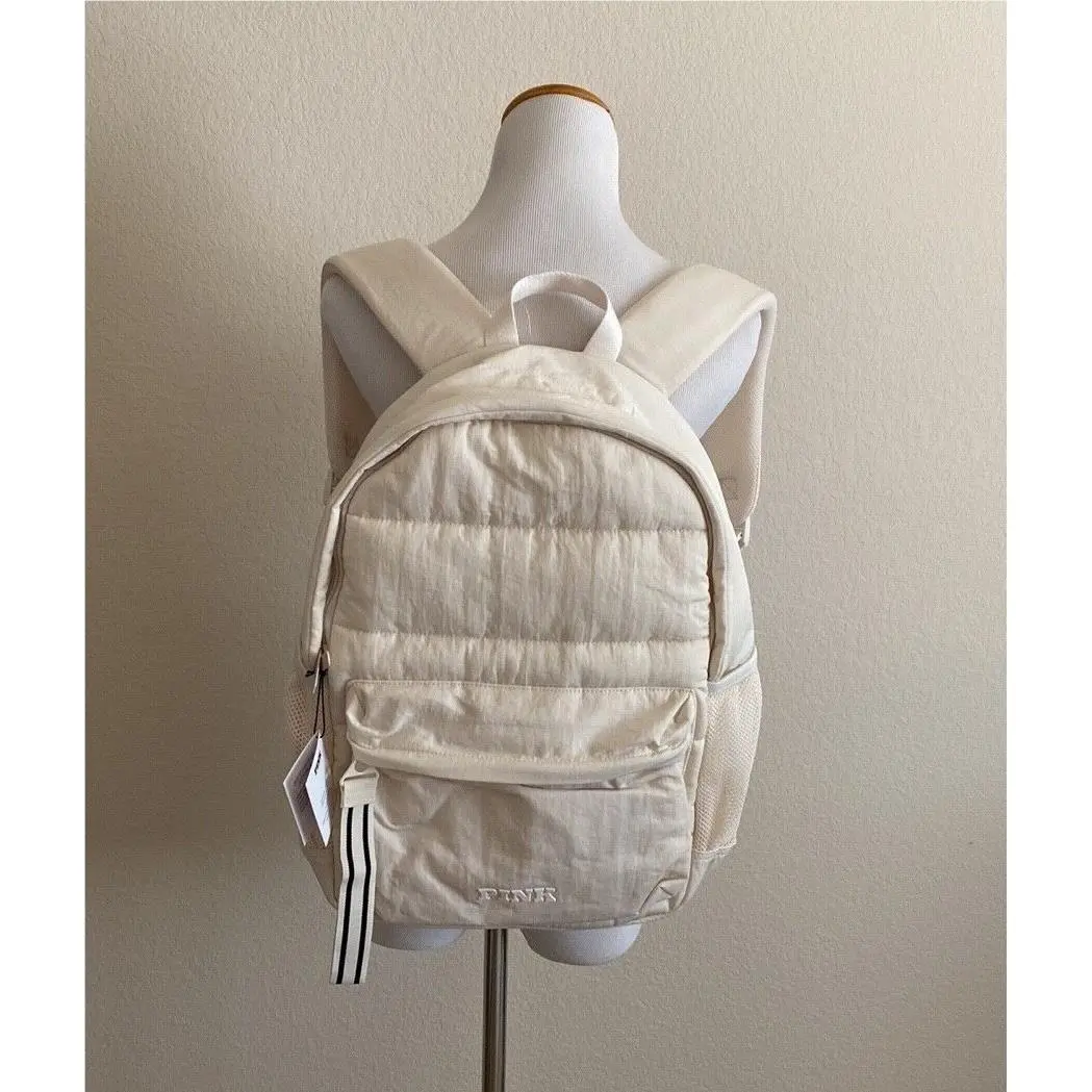 Victoria`s Secret Pink Quilted Puffer Backpack White Shell by Victoria's Secret
