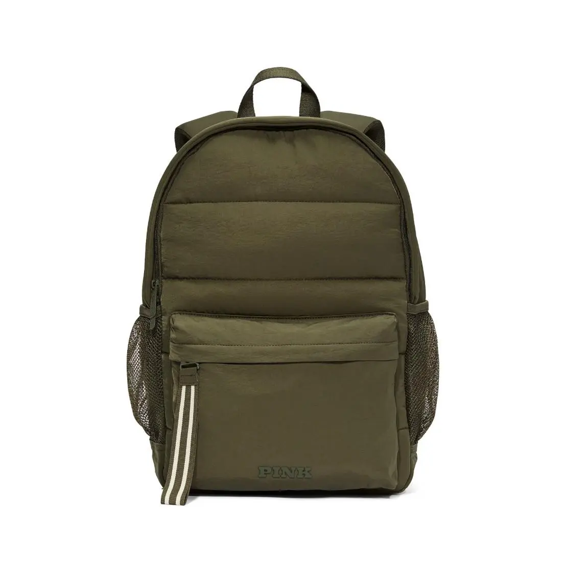 Victoria`s Secret Pink Quilted Puffer Backpack Casual New Olive by Victoria's Secret