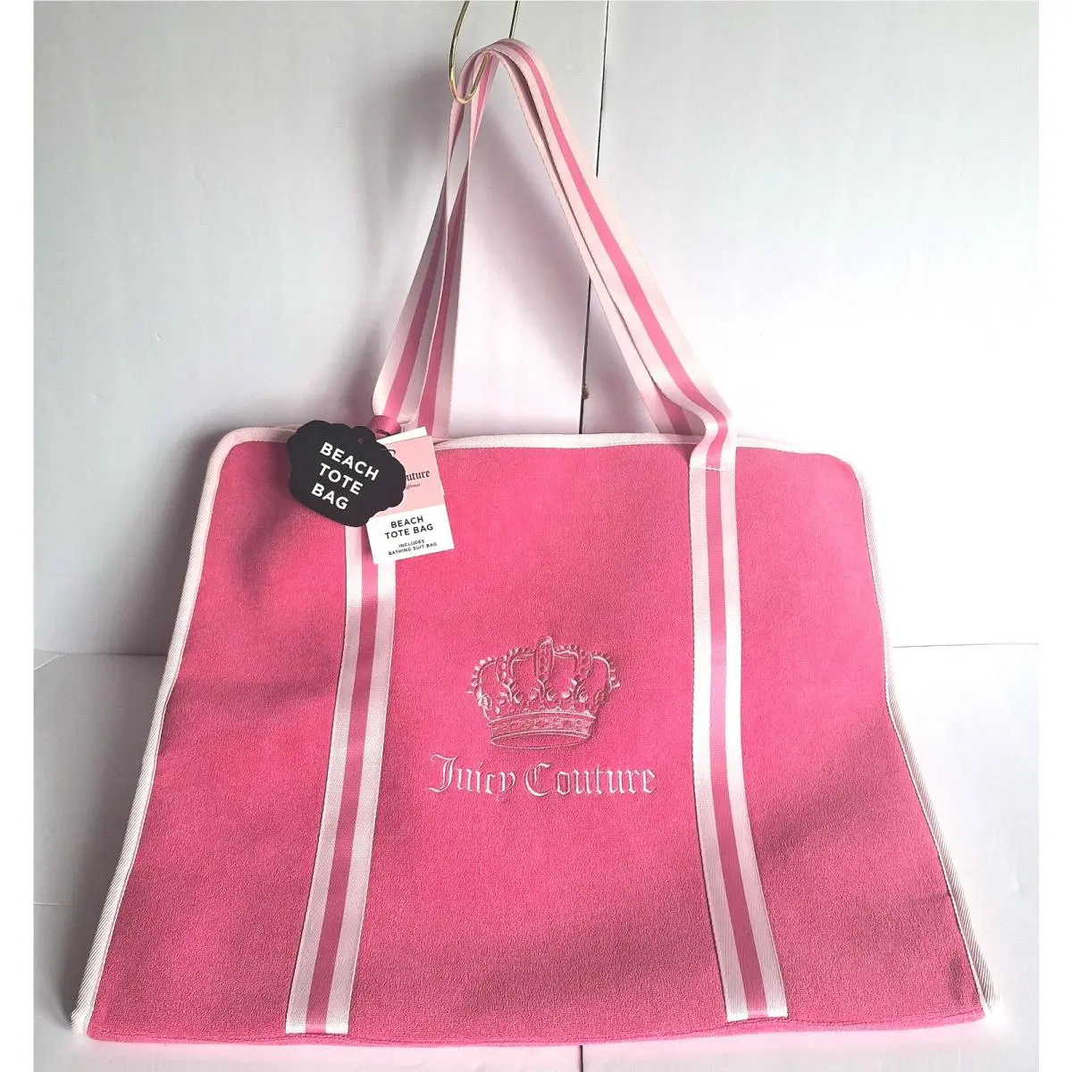 Juicy Couture X- Large 22 x 18 x 8 Pink Beach Tote Bag + Bathing Suit Bag