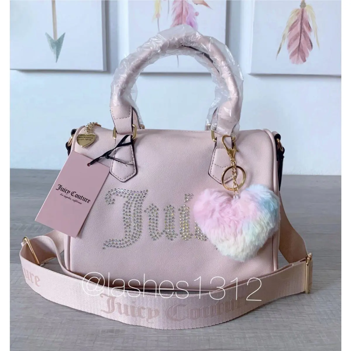 Juicy Couture Bag Be Classic II Satchel - Pink with Rhinestones