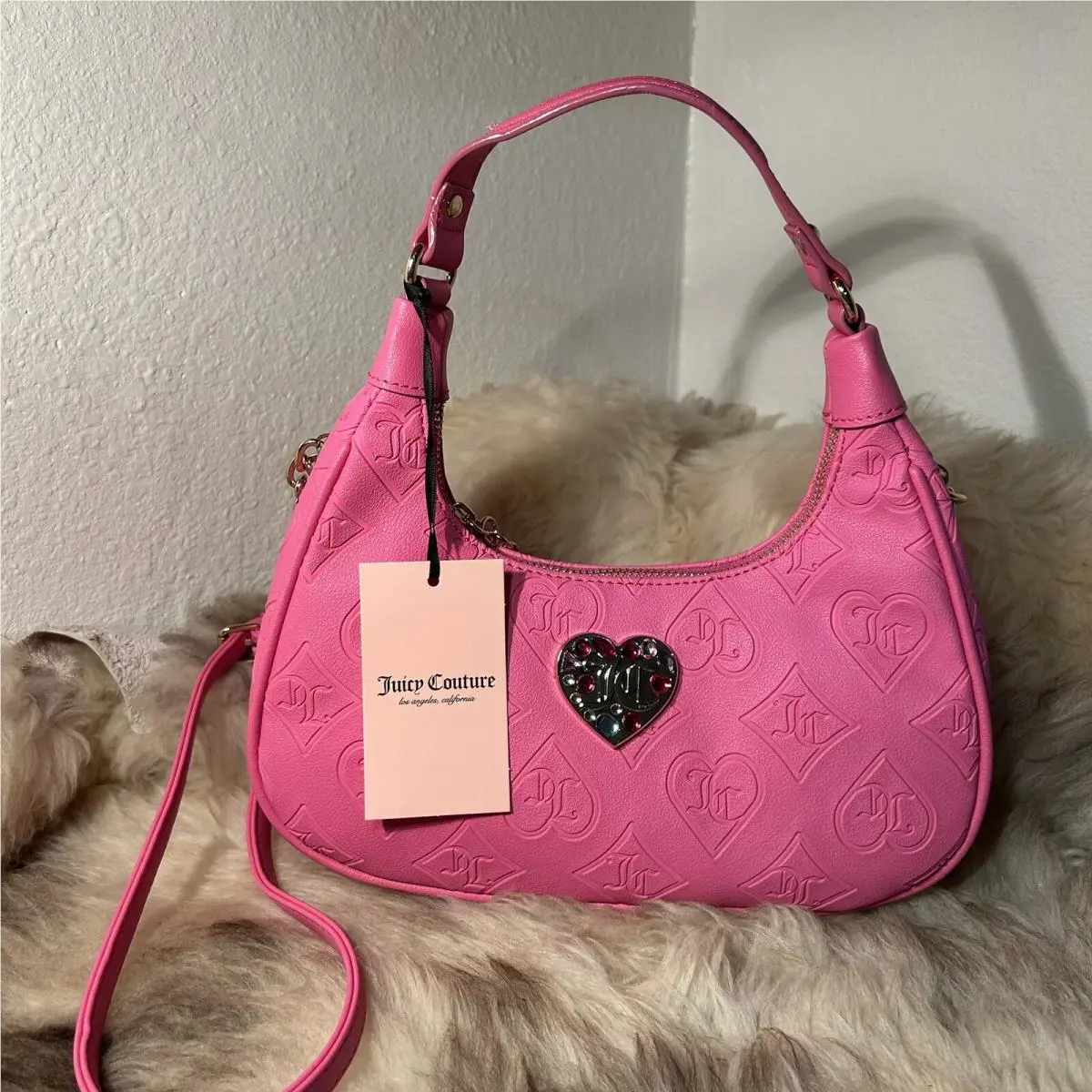 Juicy Couture Glitzed Out Hobo Crossbody - Juicy Pink