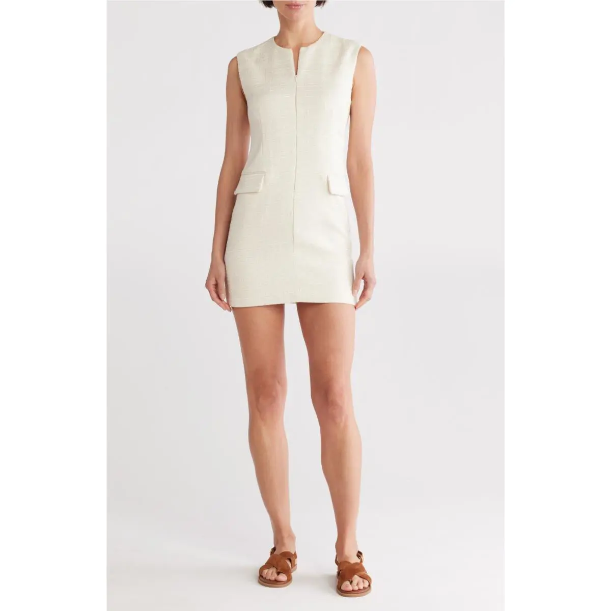 Rag Bone Roslyn Tweed Shift Mini Dress in Ivory 8