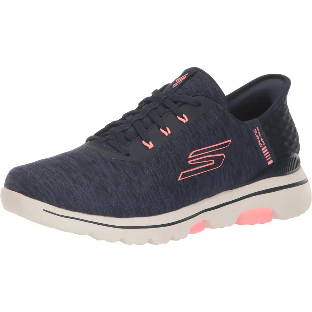 Skechers Women`s Go Walk 5 Relaxed Fit Slip in Golf Shoe - Navy/Pink