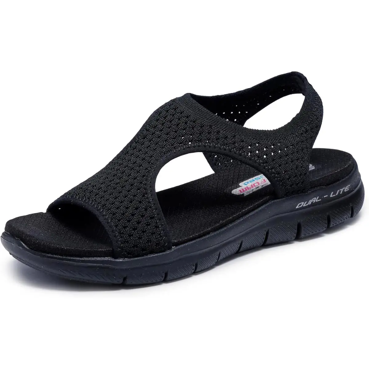 Skechers Women`s Flex Appeal 2.0 - Deja Vu Sandal - Black/Black