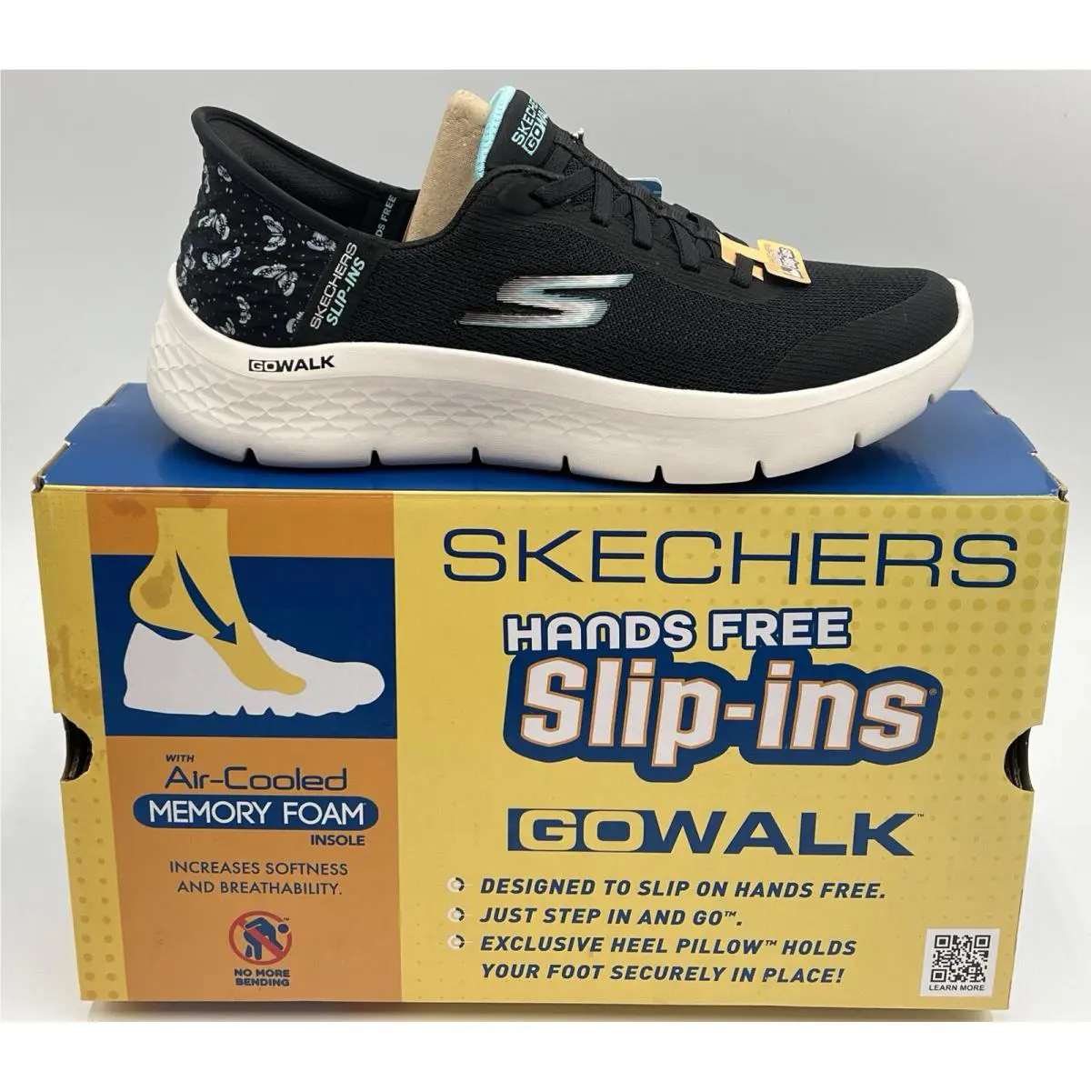 Skechers shoes - slip-ins go walk - walk - 124823 - Black Aqua 9