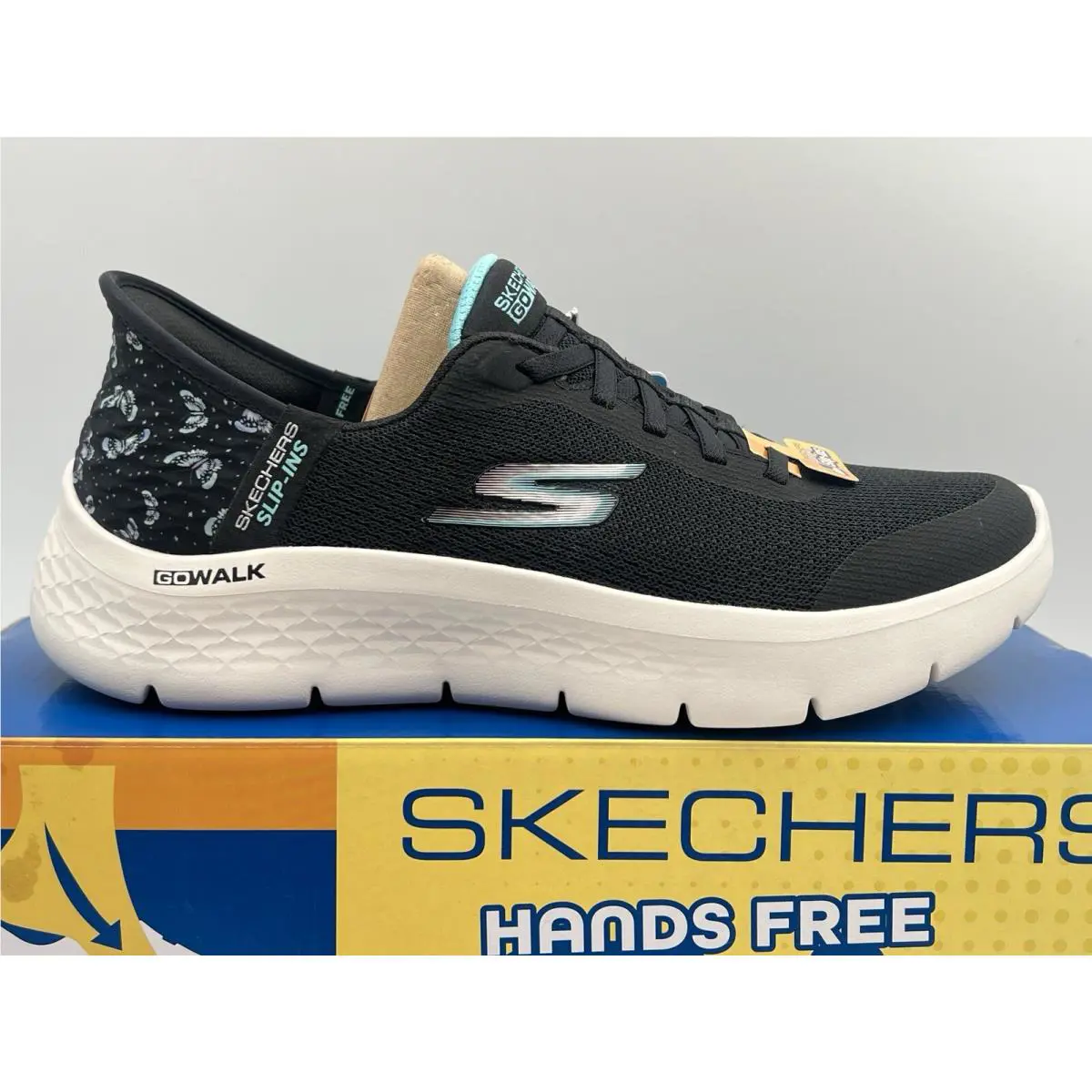 Skechers shoes - slip-ins go walk - walk - 124823 - Black Aqua 10
